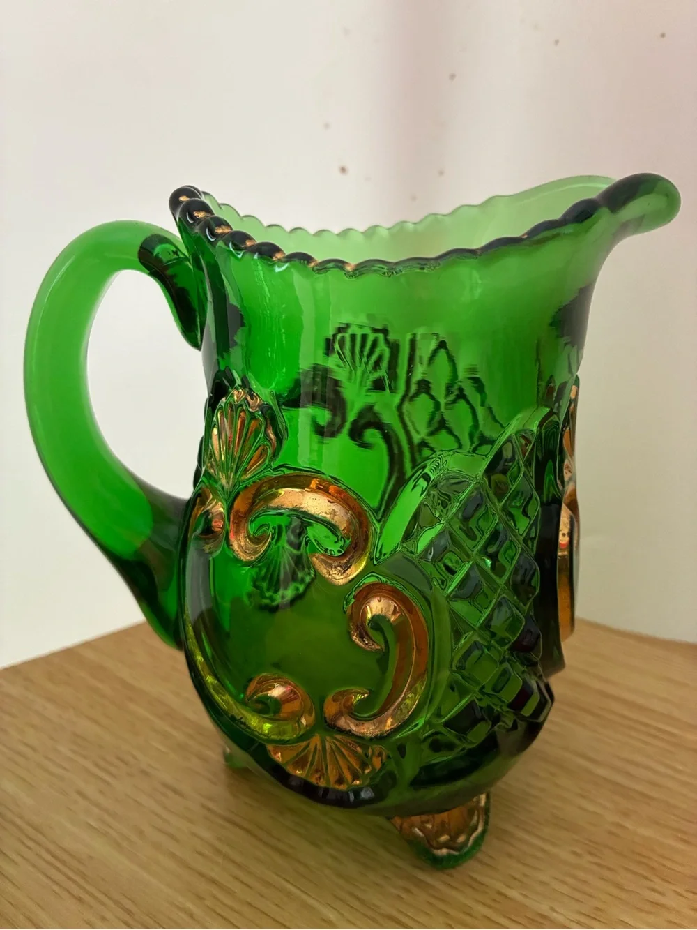 Riverside glass co EAPG Croesus Emerald creamer and spooner